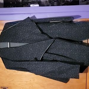 Jacket with faux leather trim